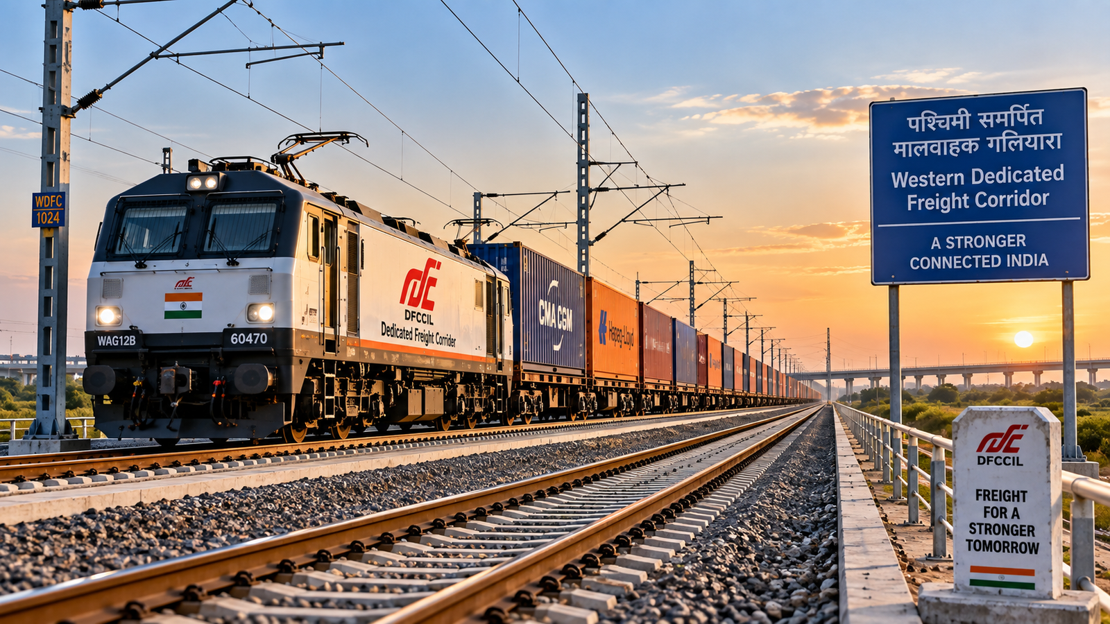 Freight train operating on India's Western Dedicated Freight Corridor